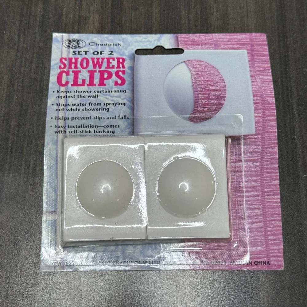 Chadwick Shower Clips Set of 2 Self Stick No More‎ Water on The Floor